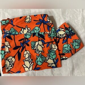 LuLaRoe Tall and Curvy Orange and Teal Floral Leggings